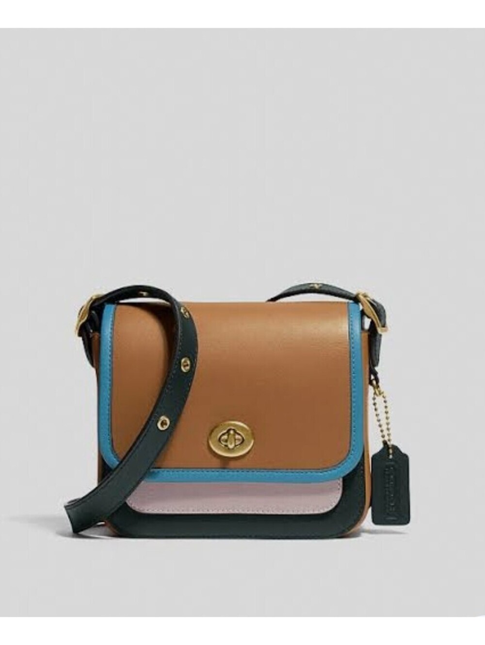 Coach 89126 Colorblock Rambler 16 Limited Edition Tan Blue Pink Crossbody Bag